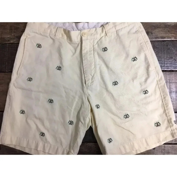 J Crew yellow anchor flat front shorts size 34 EUC - Picture 1 of 7